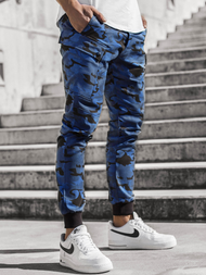 Pantaloni chino jogger pentru camuflaj-bleumarin OZONEE O/11103