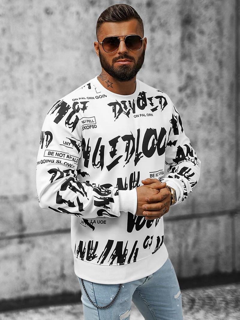 Hanorac bărbați alb OZONEE JS/8B1107/1