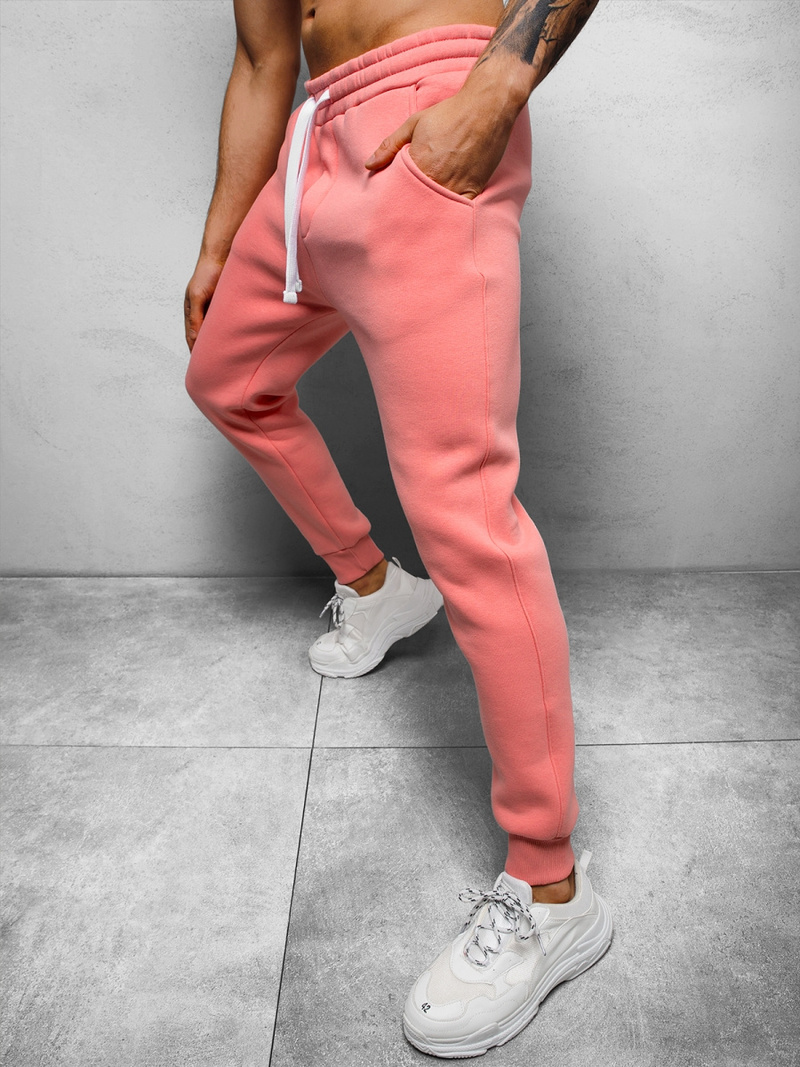 Pantaloni de trening bărbaţi roz deschis OZONEE O/12110Z