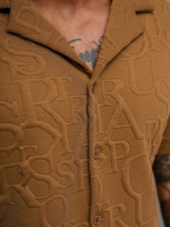 Cămașă cu mâneca scurtă bărbați maro OZONEE O/B2256