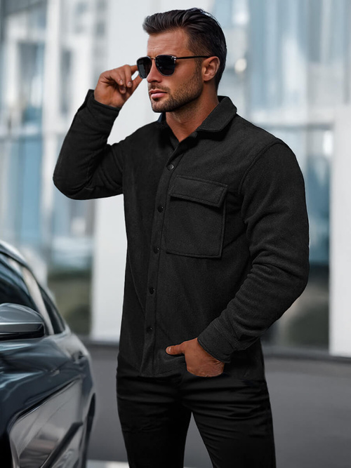 Cămașă bărbați neagră OZONEE O/GOM23040Z