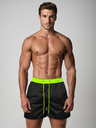 Pantaloni scurti de baie bărbați negru/galben OZONEE JS/17K561/5Z