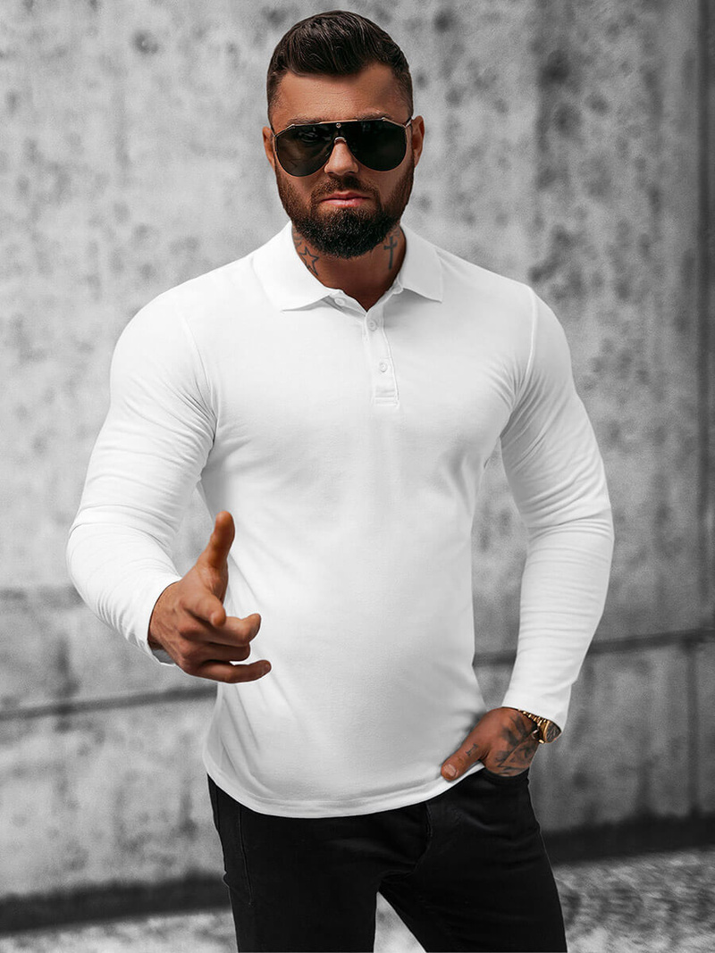 Tricou cu mânecă lungă bărbați alb OZONEE O/B263