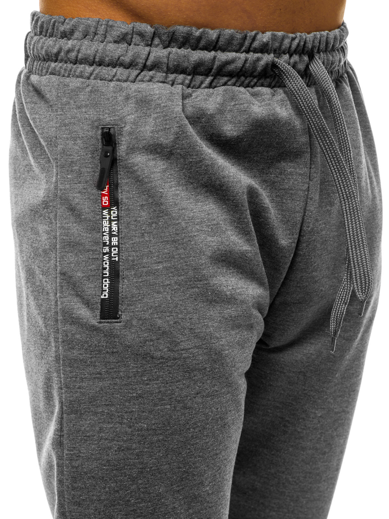 Pantaloni de trening bărbaţi gri închis JS/XW005S