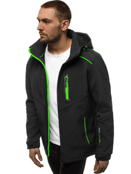 Jachetă bărbați SOFTSHELL neagră-verde OZONEE GE/12259Z