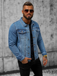 Jachetă de blugi bărbați albastră OZONEE T/7518Z