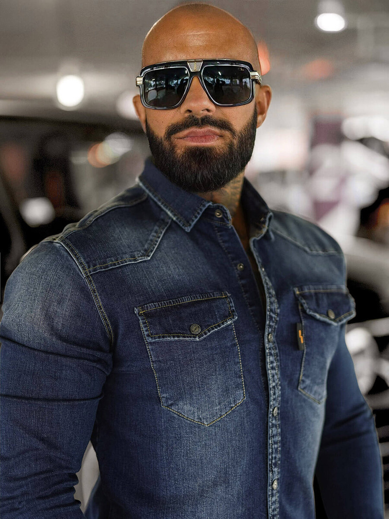 Cămașă de blugi bărbați albastră închis OZONEE O/51410