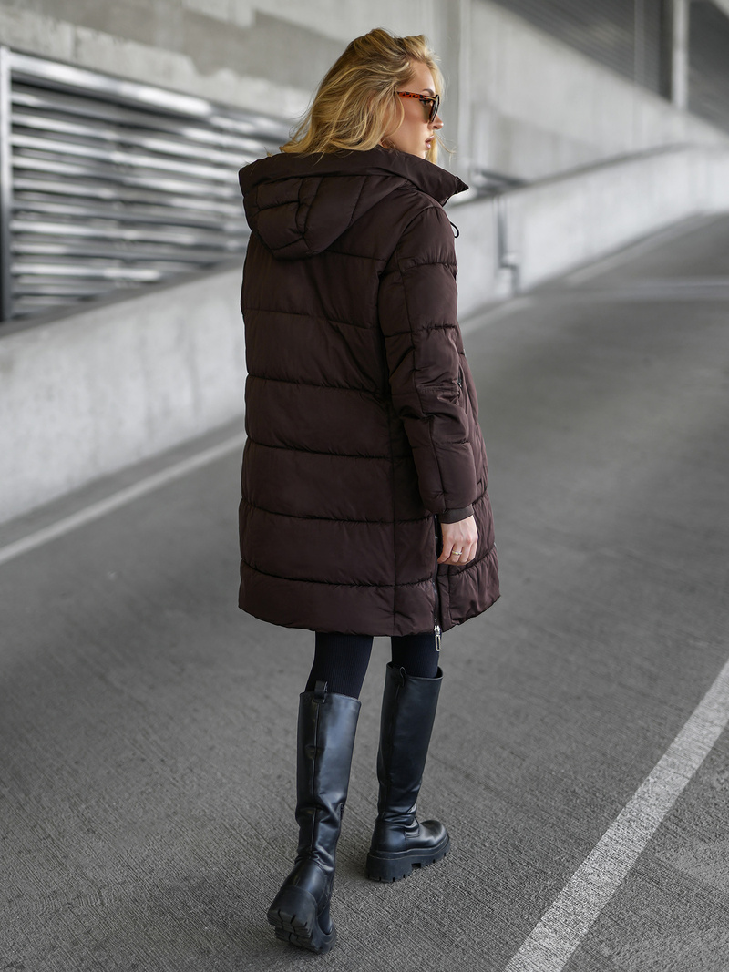 Geacă de iarnă damă ciocolată OZONEE JS/16M9302/158