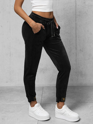 Pantaloni de trening femei din catifea negri OZONEE O/CR98107