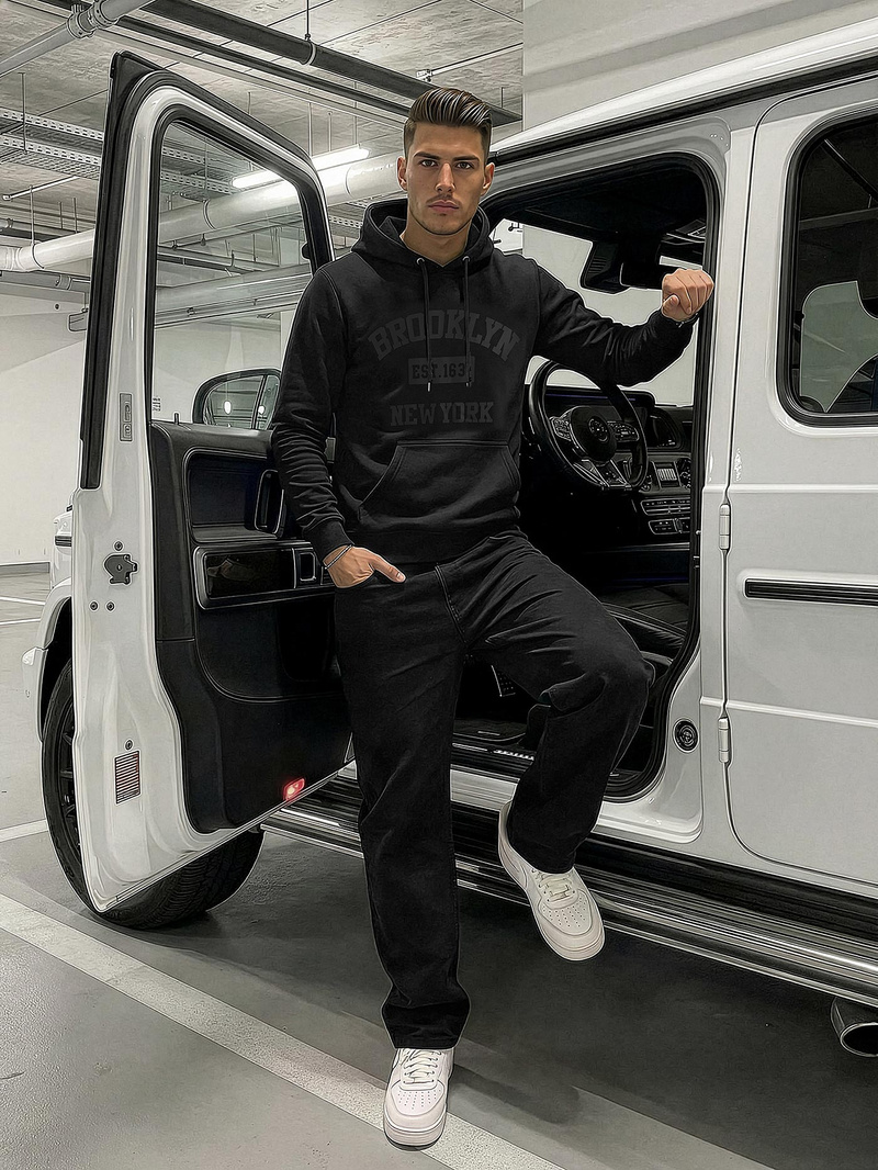 Hanorac bărbați negru OZONEE JS/8B1969/3