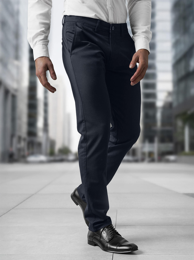 Pantaloni chino bărbaţi albastru marin OZONEE V/5100