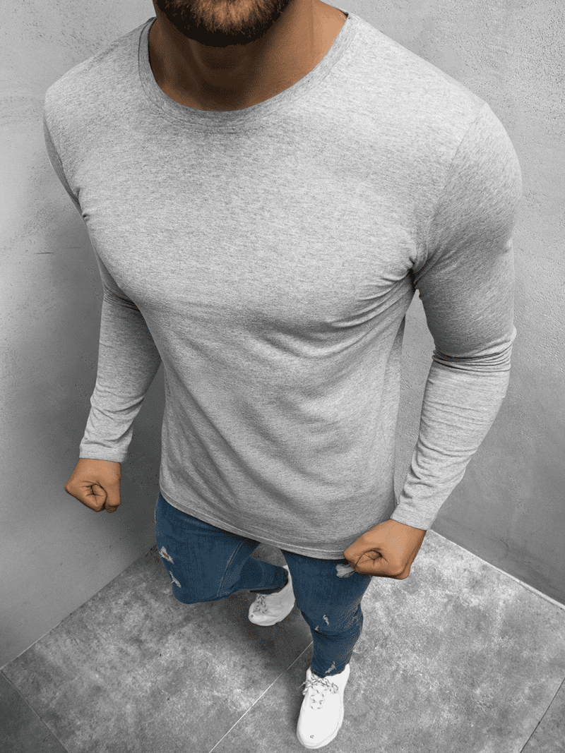Tricou cu mânecă lungă gri OZONEE O/1209Z