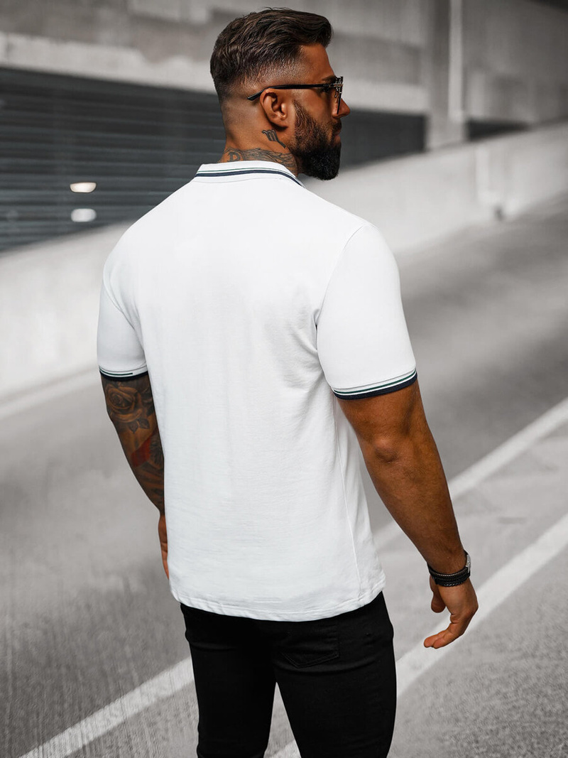 Tricou polo bărbați albă OZONEE O/DA736