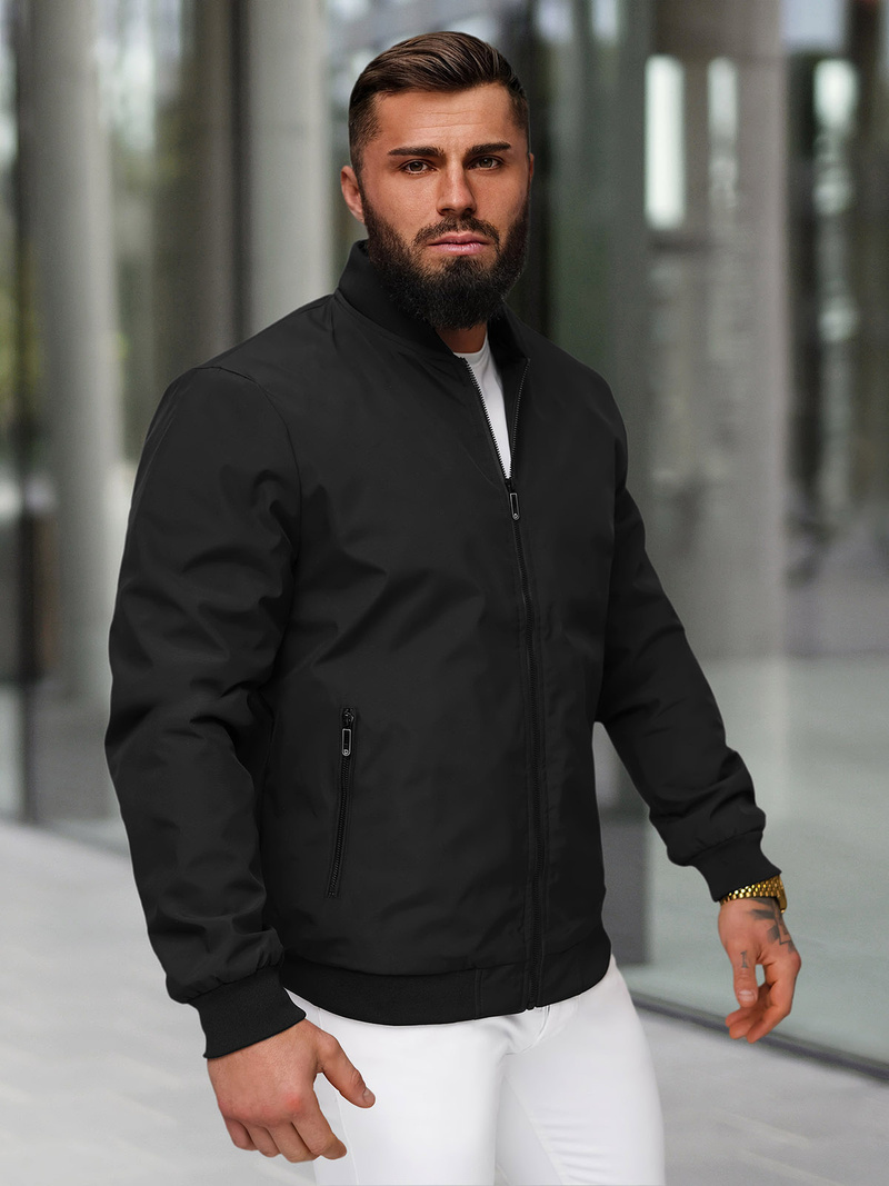 Jachetă de primăvară bărbați neagră OZONEE JS/62M9502/392