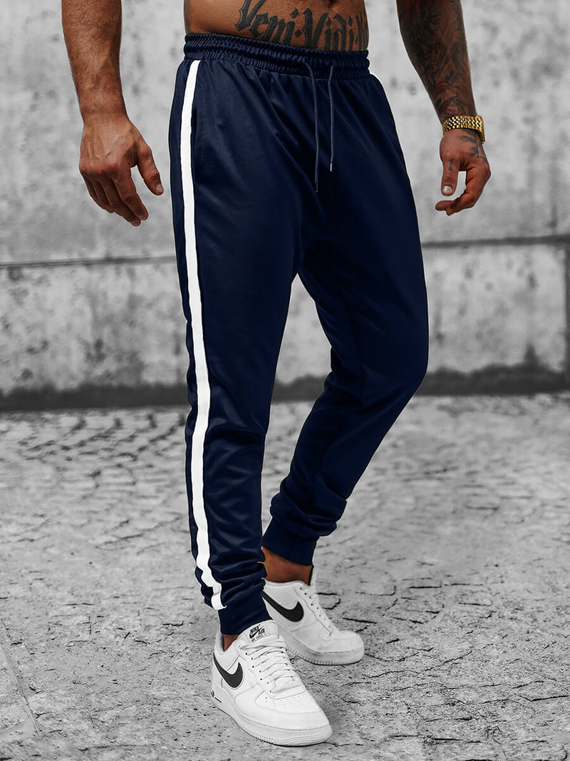 Pantaloni de trening bărbaţi albastru marin OZONEE JS/8K166