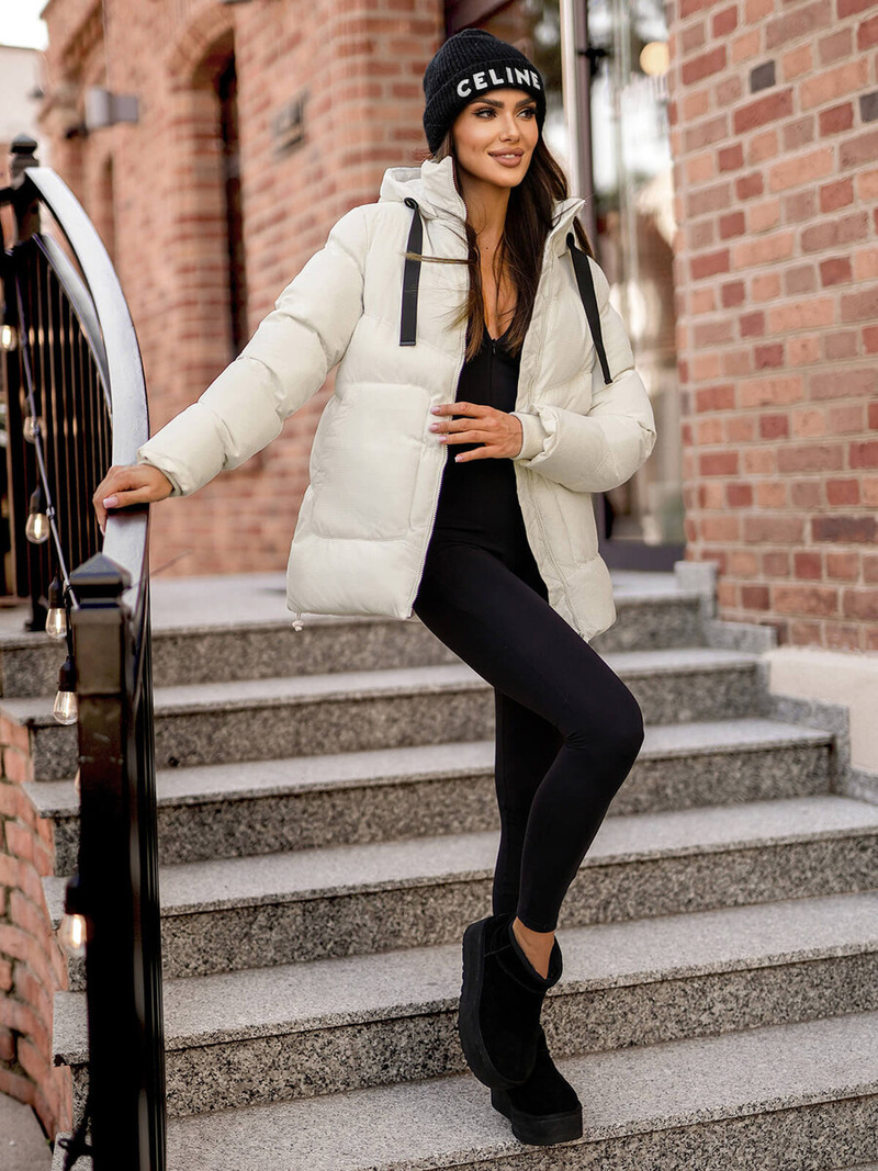 Geacă de femei écru OZONEE JS/5M3251/281Z