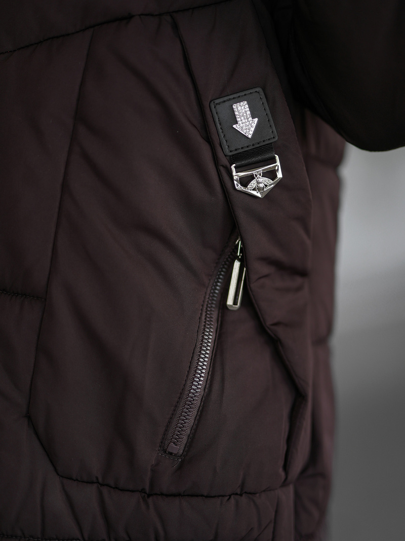 Geacă de iarnă damă ciocolată OZONEE JS/16M9302/158