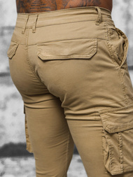 Pantaloni chino jogger pentru bărbați bej OZONEE NB/MP0202K