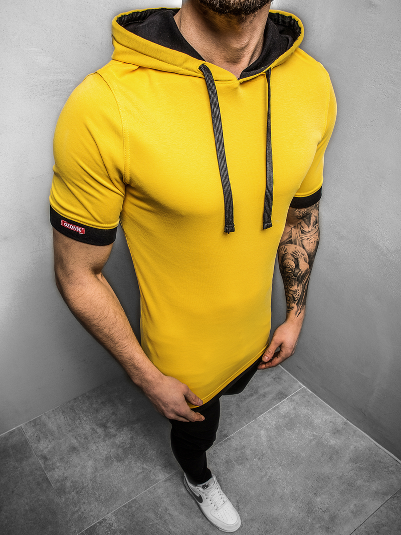 Tricou cu glugă bărbați galben OZONEE O/1273Z