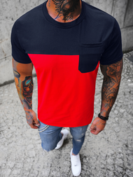 Tricou bărbați roșu albastru-bleumarin OZONEE JS/8T91/18