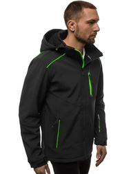 Jachetă bărbați SOFTSHELL neagră-verde OZONEE GE/12259Z
