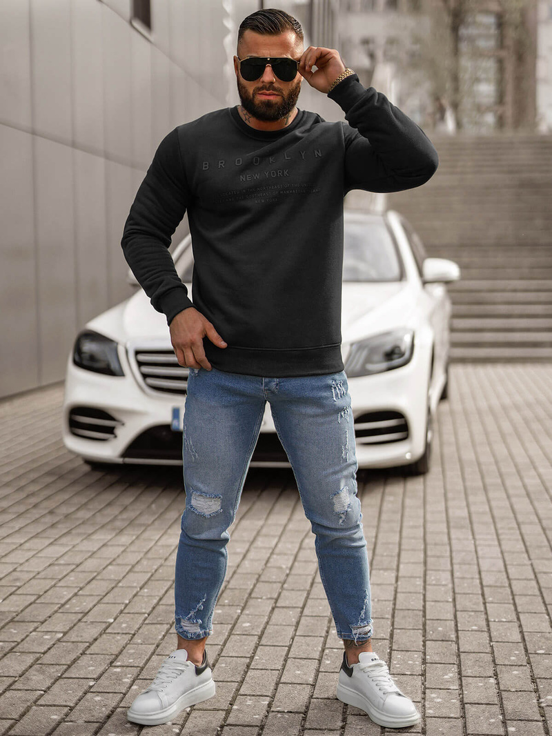 Hanorac bărbați negru OZONEE JS/8B1360/3