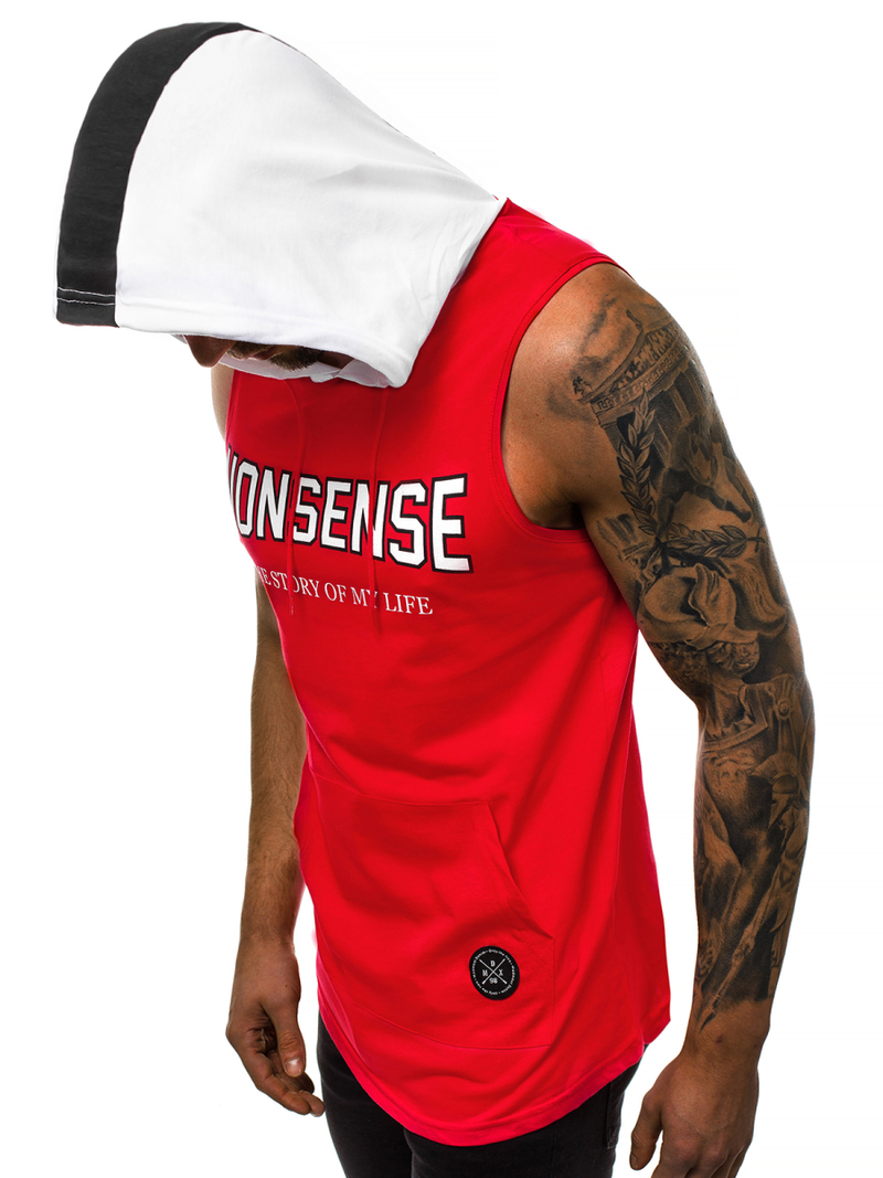 Tricou cu glugă bărbați roșu OZONEE MAD/2882Z