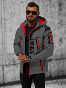 Jachetă softshell bărbați gri-rosu OZONEE JS/HH025/2BZ