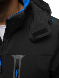 Jachetă bărbați SOFTSHELL neagră-albastră OZONEE GE/12262
