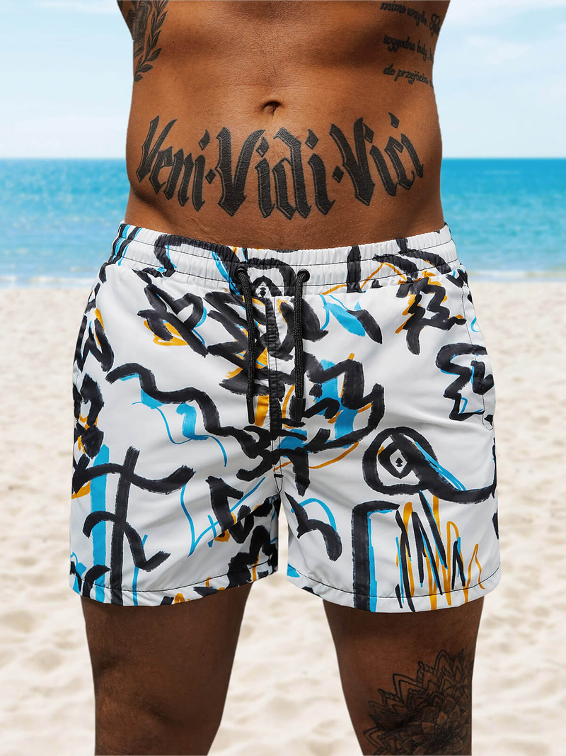 Pantaloni scurti de baie bărbați albi OZONEE O/22205006