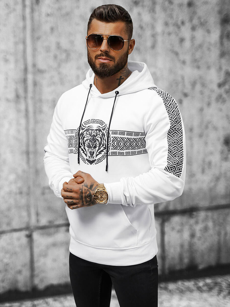 Hanorac bărbați alb OZONEE JS/8B996/1