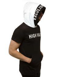 Tricou cu glugă bărbați negri OZONEE MAD/3076
