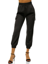 Pantaloni jogger pentru femei negri OZONEE O/HM003