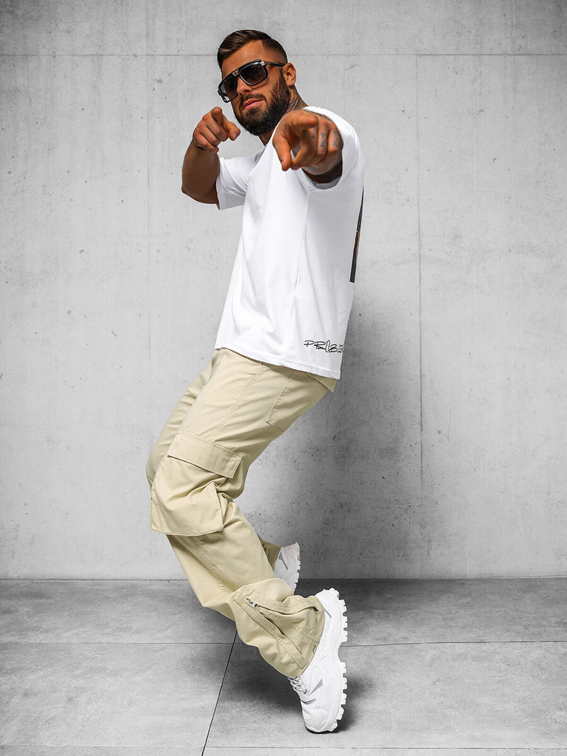 Pantaloni cargo relaxed Bărbaţi Bej OZONEE O/G3016Z