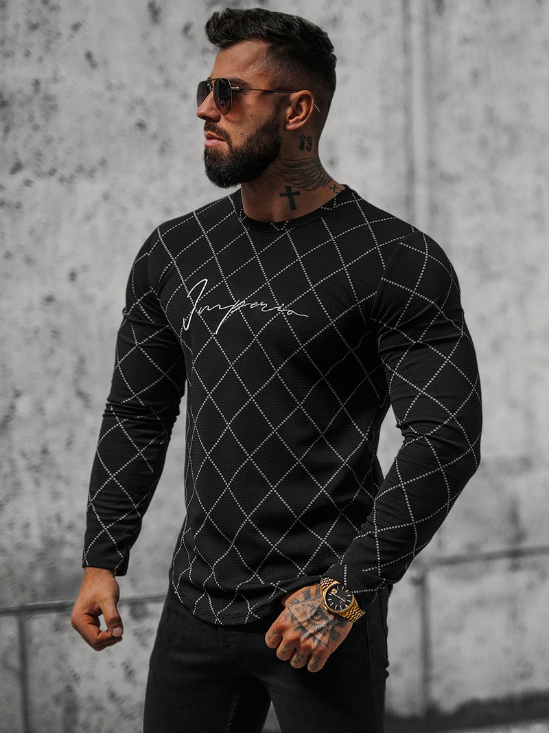 Hanorac bărbați neagră OZONEE O/5919BZ