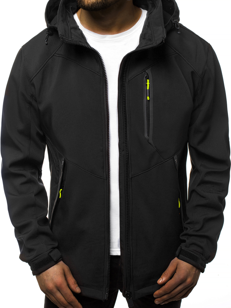 Jachetă bărbați SOFTSHELL negru-galben OZONEE GE/12266