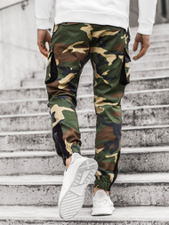 Pantaloni jogger bărbați verde-camuflaj OZONEE A/705