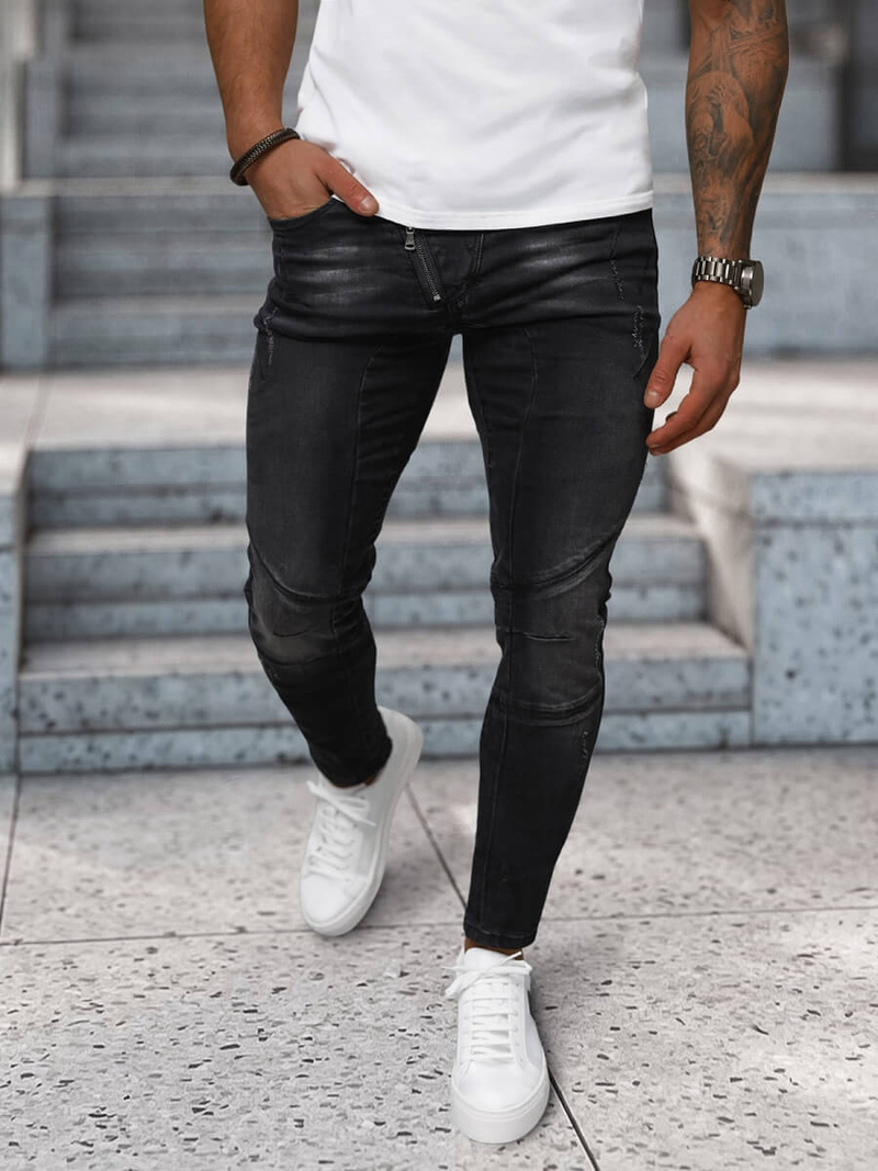 Blugi bărbaţi negri OZONEE NB/MP0025NZ