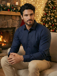 Cămașă bărbați albastru marin OZONEE V/V181Z