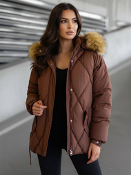 Geacă de iarnă damă ciocolată OZONEE JS/5M3329/158Z