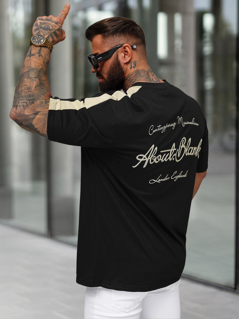 Tricou bărbați negru OZONEE O/QQ1195