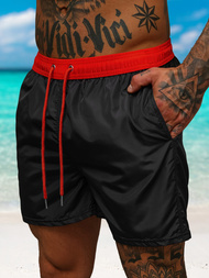 Pantaloni scurti de baie bărbați negri/rosii OZONEE JS/17K561/1