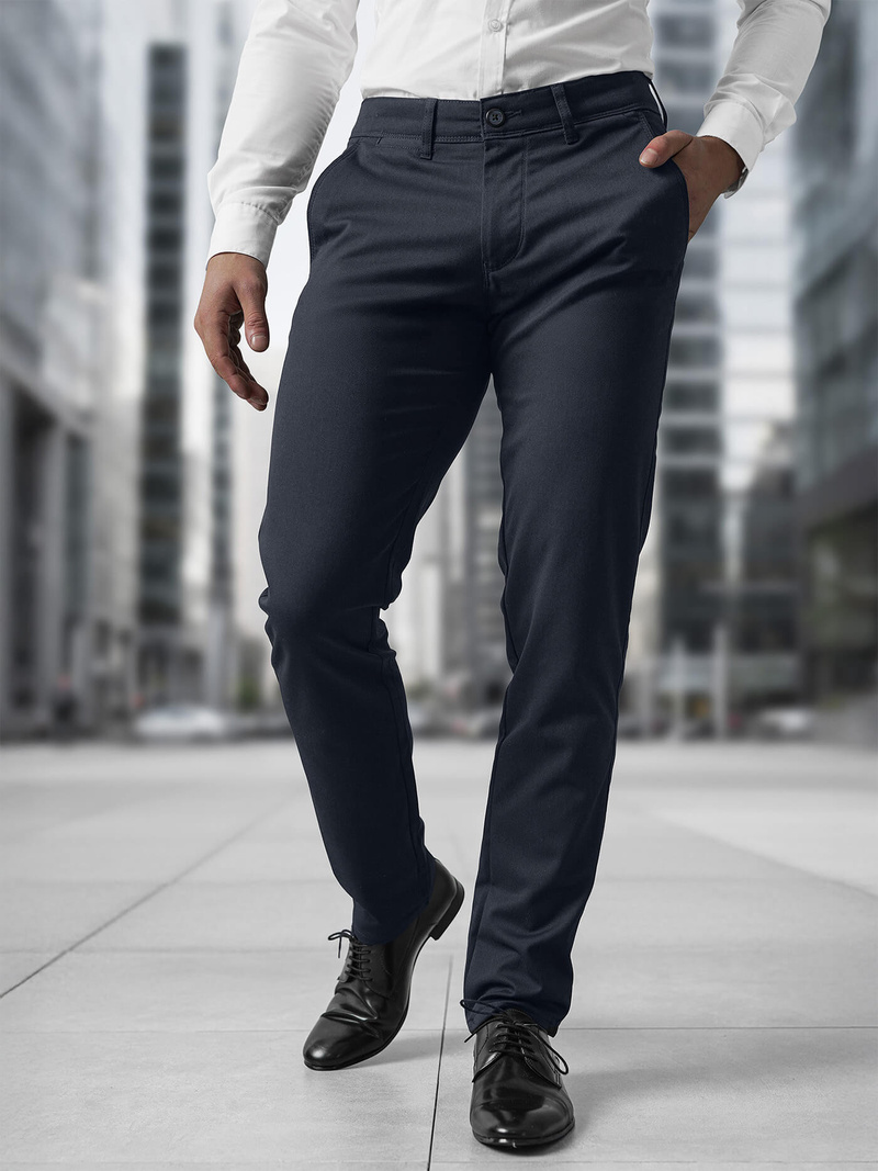 Pantaloni chino bărbaţi albastru marin OZONEE V/5100