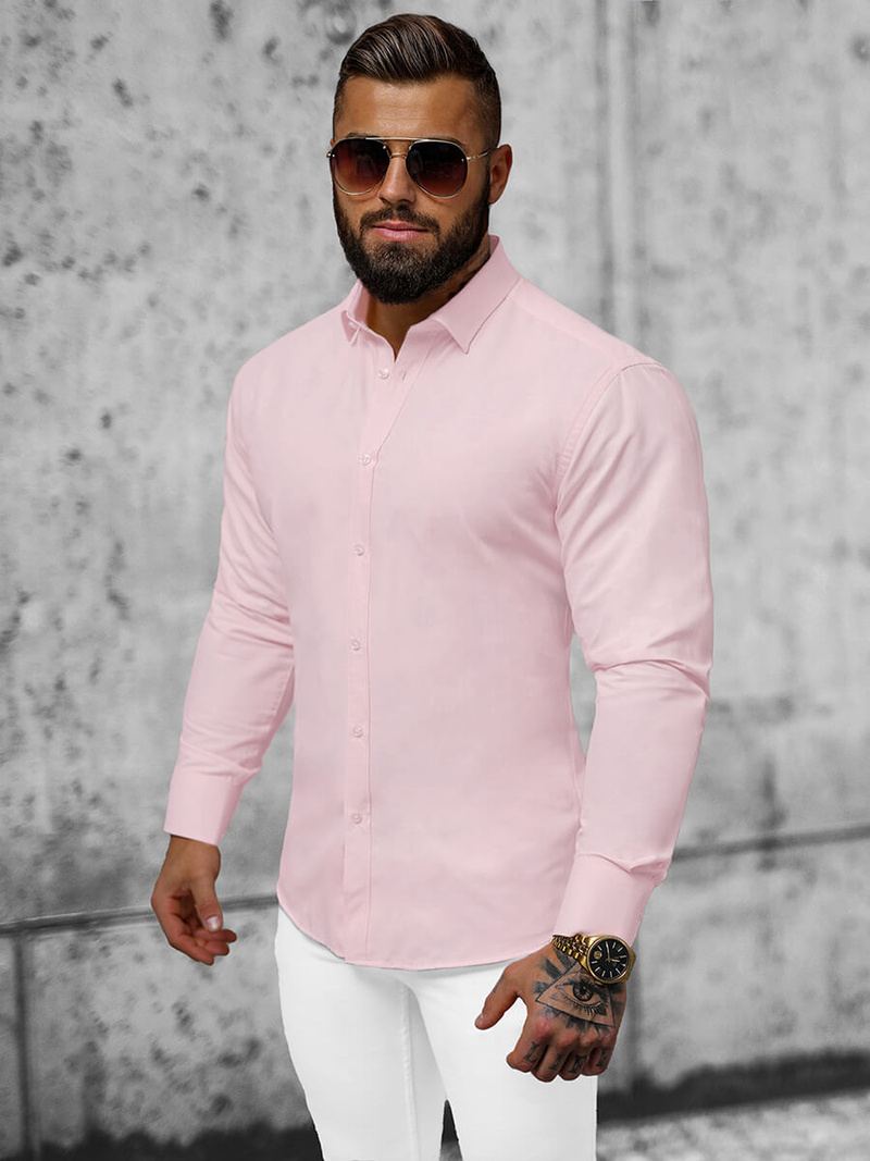 Cămașă bărbați roz deschis OZONEE O/V23