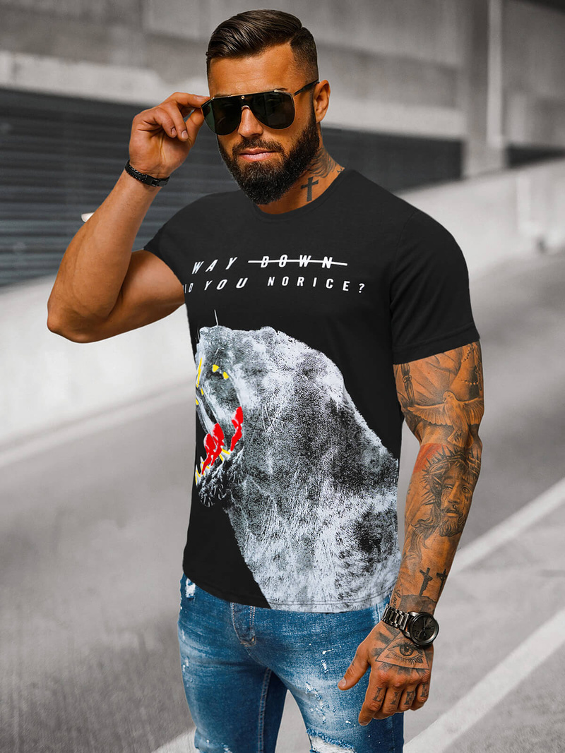 Tricou bărbați negru OZONEE O/T127/3Z