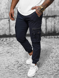 Pantaloni chino jogger pentru bărbați albastru marin OZONEE NB/MP0201BS