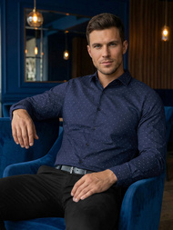 Cămașă bărbați albastru marin OZONEE V/V181Z