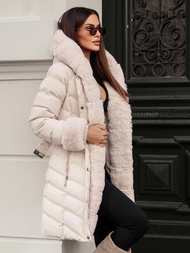 Geacă de femei ecru OZONEE JS/5M3156/254Z