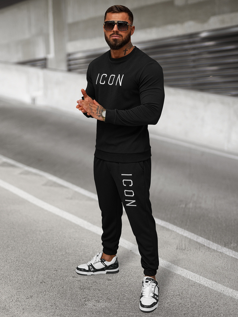 Pantaloni de trening bărbaţi negri OZONEE O/D9125Z