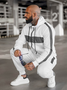 Compleu sport bărbaţi alb OZONEE JS/8C8115/1Z